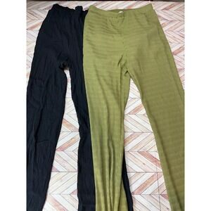 LOT Green Black Textured Flare Pants Women's Small Loungewear BOHO Festival S